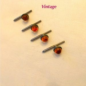 Vintage Brown Topaz Tuxedo Shirt Studs